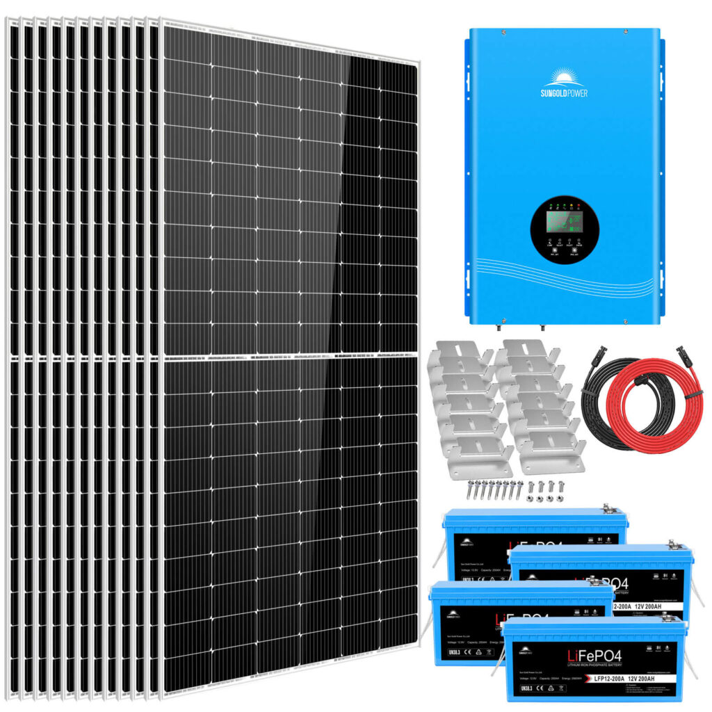 Complete Off Grid Solar Kit 8000w 48v 120v 240v Output 10.24kwh Lithium 