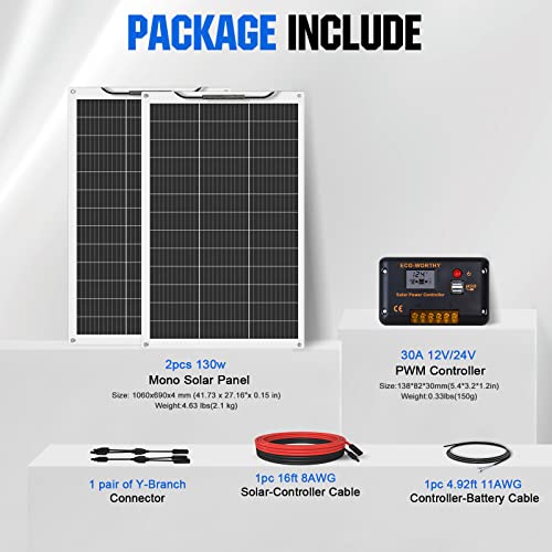 KEPEAK 300W Flexible Monocrystalline Solar Panel 12V ETFE For RV Boat Camping