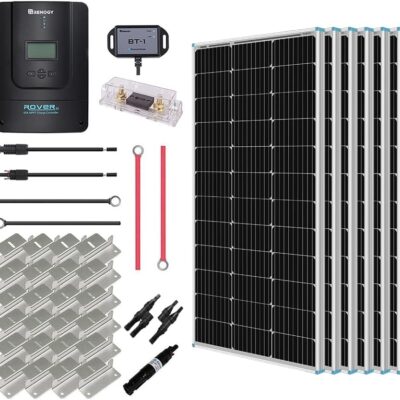 Renogy 600W 12V Monocrystalline Solar Premium Kit with 60A MPPT Charger Controller /Bluetooth Module /Adaptor Kit /Tray Cables /Fuse Cable...