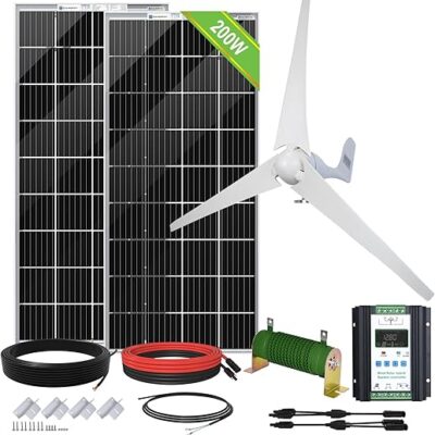 ECO-WORTHY 600W Solar Wind Power Kit: 2 * 100W Bifacial Solar Panels + 1 * 400W Wind Turbine for Home, RV, Boat, Farm, Street Light and Off-Grid...